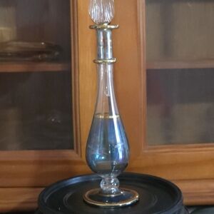 Elegant Glass Perfume Bottle with Gold Accents